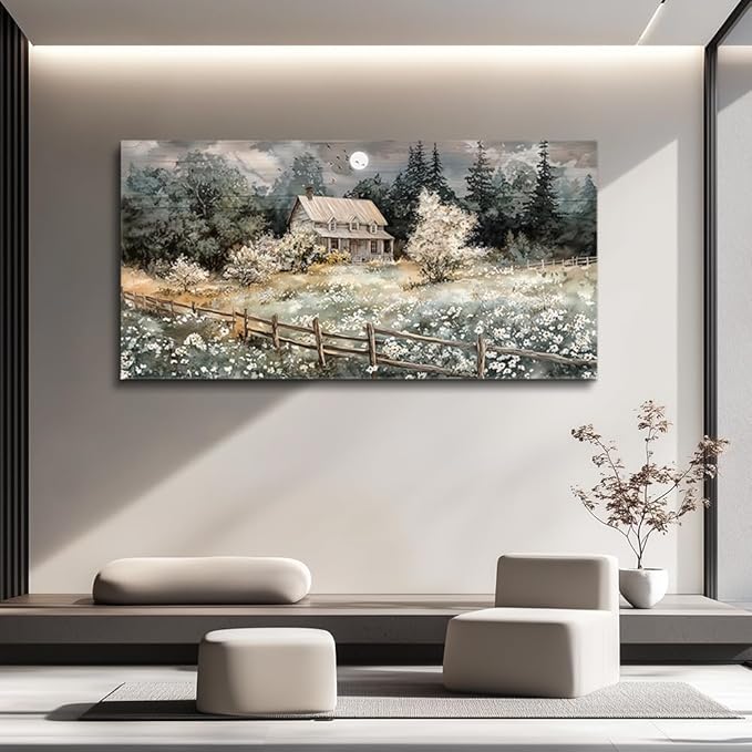 hyidecorart Wall Decor For Living Room Farmhouse Canvas Wall Art Nature Landscape Paintings Bedroom Decorations Rural Artwork Pictures Large Framed for Office Aesthetic Home Decor Ready To Hang