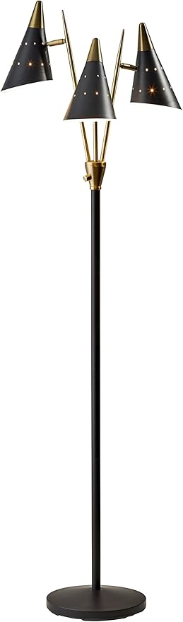 Adesso 3249-01 Floor-Lamps, Black/Antique Brass