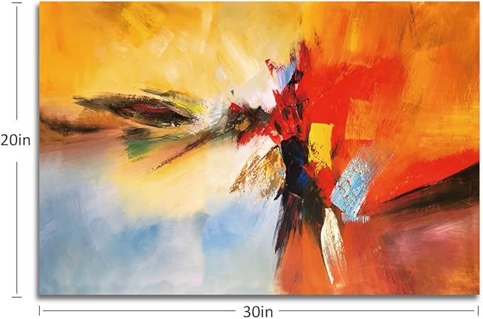 Yellow Decor Canvas Wall Art Abstract Art Paintings Red Warm Colors Graffiti on White Background Modern Artwork Decor for Living Room Bedroom Bathroom 30x20in