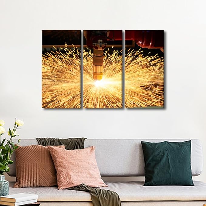 TUMOVO Office Wall Art Laser Cutting Art Prints Wall Pictures Canvas Frame Paintings for Wall Decorations 3 Panels Wall Art Canvas Artwork Wall Decor Canvas Wall Art Ready to Hang, 36x24 Inch
