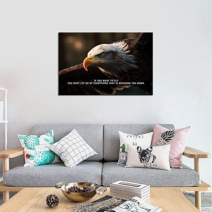 If You Want To Fly Inspirational Canvas Wall Art for Office Eagle Quotes Motivational Posters Picture Prints Modern Home Decor Painting Artwork Stretched and Framed Ready to Hang [24''W x 36''H]