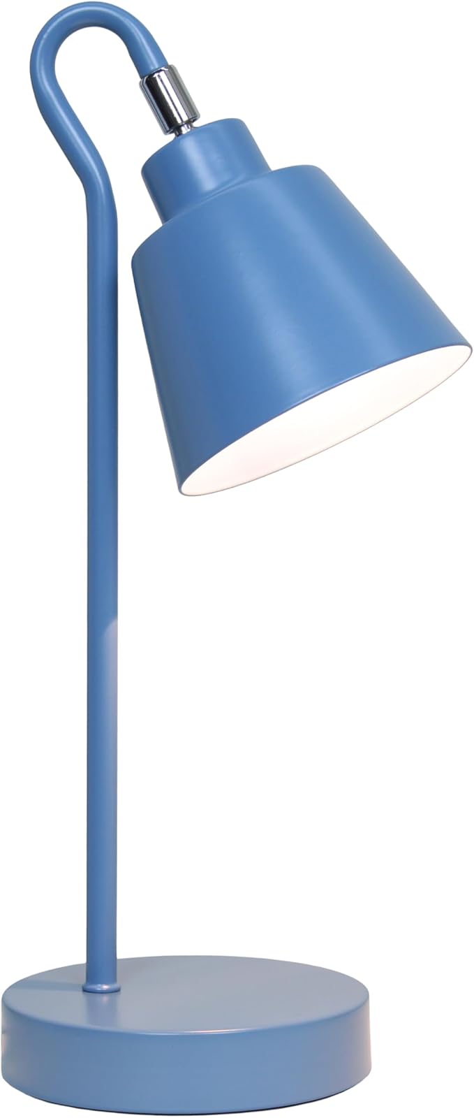 Simple Designs LD1079-BLU 16" Sleek Essentials Metal Looped Desk Task Lamp with Adjustable Shade, for Office, Desk, Nightstand, Dorm, Blue