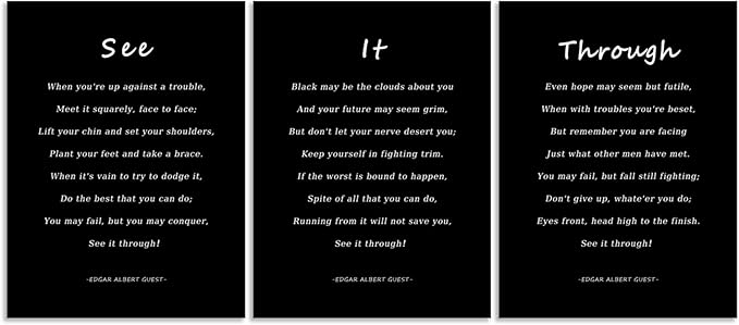 WYJDFART Motivational Wall Art See It Through Poem 3-Piece Poster Canvas Printed Poster with Inspirational Quotes Positive Wall Decor for Office Bedroom and Living Room Ready to Hang [36''Wx 16''H]