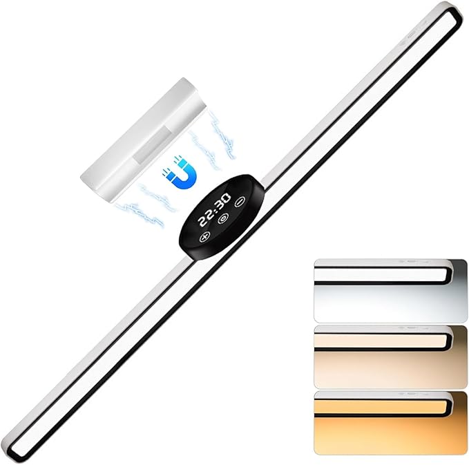 BY-J 21.6" Dimmable Mirror Lights,3 Colors Adjustable Wall Light with Led Light Bar,1800mAh Rechargeable Battery Makeup Light, Magnetic Light Bar for Cabinet,Kitchen,Closet,Bedside,Desk