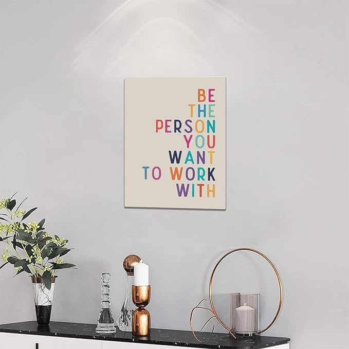 Office Teamwork Wall Art Motivational Success Pictures Wall Decor Inspirational Positive Quotes Canvas Painting Print Modern Artwork Decorations Framed for Home Bathroom Living Room Bedroom 12x16 inch