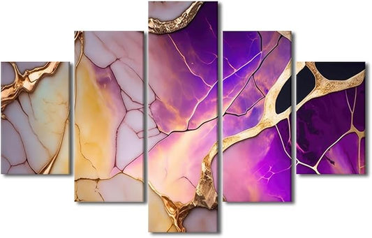 Canvas Wall Art Decor Modern Living Room Wall Art 5 Panel Abstract Canvas Wall Art Universe Color Poster Prints on Canvas for Men Lady Wall Art Stretched and Framed Ready to Hang 60x40 in