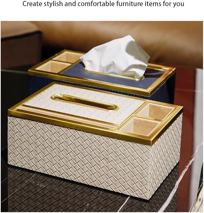 Stylish Tissue Box Rectangular Tissue Box Holder and Modern Leather Tissue Box for Bathroom Bedroom Vanity Night Stands Office Car Home Modern Tissue Box (Color : BlueA) (Blue)