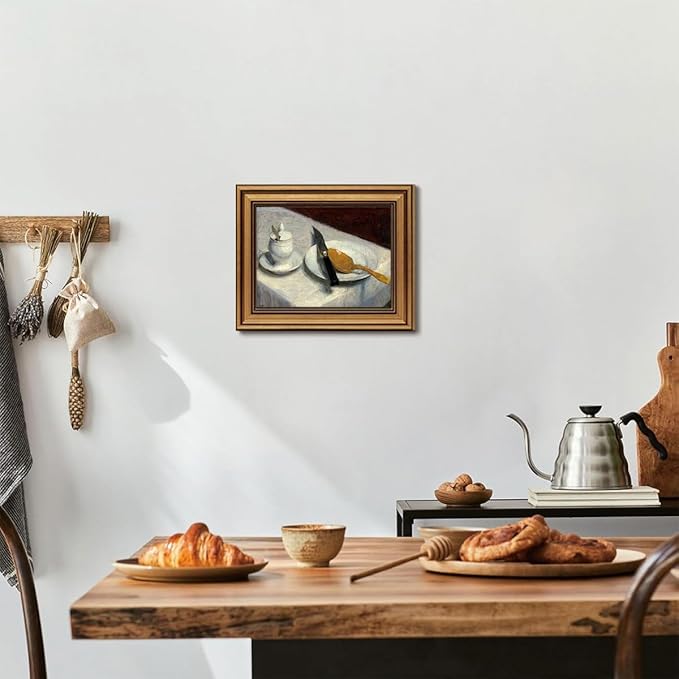 Gold Framed Wall Art Vintage Canvas Wall Art Before Meals Still Life Artwork Prints Picture for Living Room Bedroom Farmhouse Bathroom Office Decor, 8x10