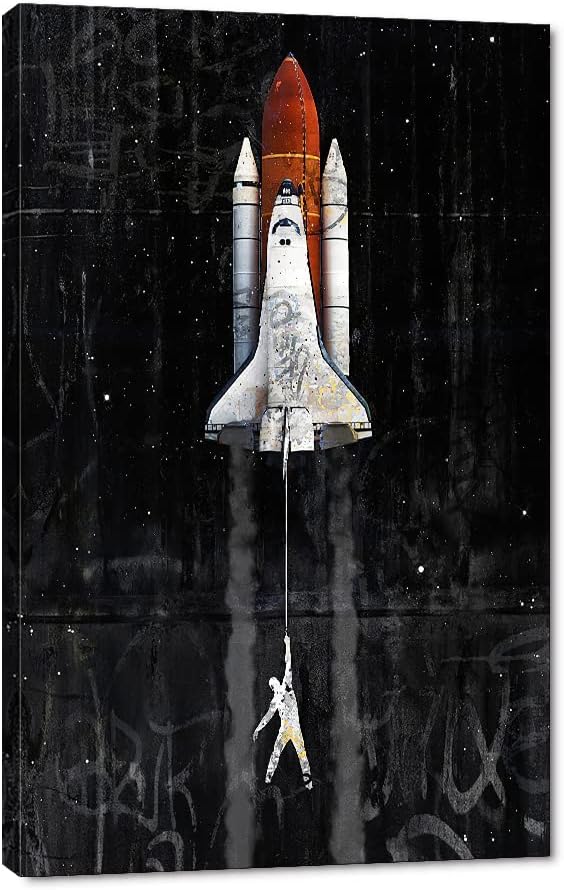 Yatsen Bridge Lift Off Banksy Style Poster and Print on Canvas, Pop Wall Art, Modern Home Wall Decorations Stretched and Framed Ready to Hang - 28x44 inches