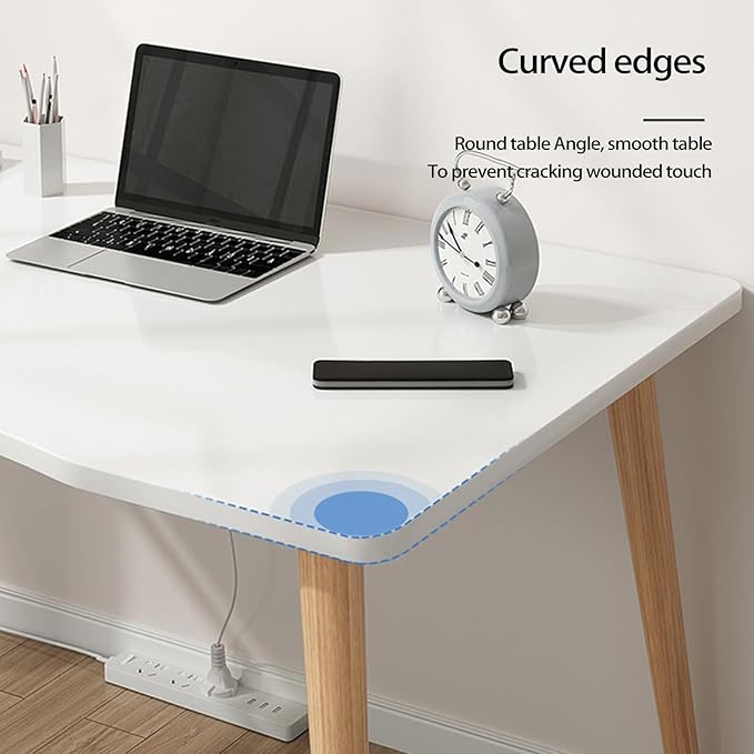27 inch Computer Desk,Modern Ergonomic Design Office Desk Computer Table Thickened Plate Spacious Computer Desk Wood PC Work Writing Table White