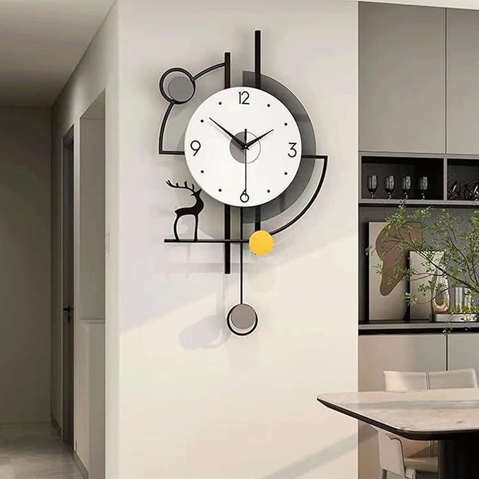 Wall Clock Modern,Large Metal Wall Clock, Non Ticking Quartz Clock for Living Room Bedroom Office Kitchen for Home Décor Clock (One Color 35 * 62cm)