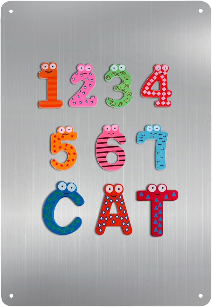 Bekith 2 Pack Stainless Steel Magnetic Board, 17.1" x 11.8" Magnet Bulletin Board to Display Magnetic Letters Numbers, Notes, Poetry, Photos, Spice Jars, Suitable for Wall, Refrigerator, Cabinet