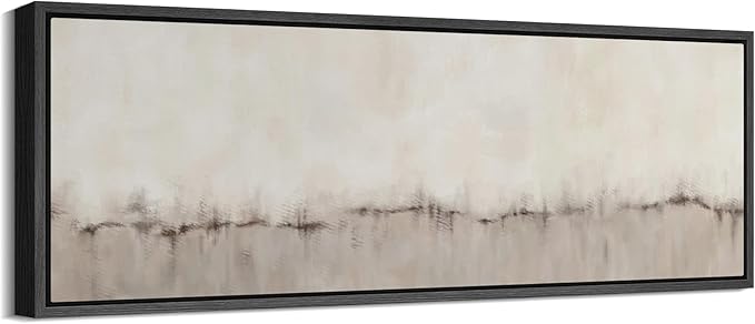 SIGNFORD Large Framed Canvas Minimalist Neutral Soundwave Abstract Illustrations Modern Art Calm Warm for Living Room, Bedroom, Office - 60"x20"