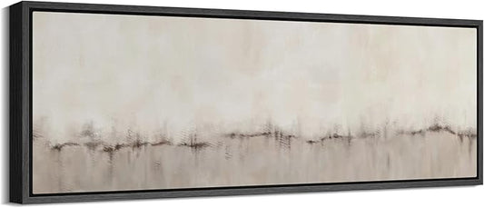 SIGNFORD Large Framed Canvas Minimalist Neutral Soundwave Abstract Illustrations Modern Art Calm Warm for Living Room, Bedroom, Office - 60"x20"