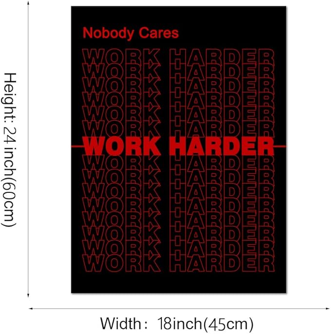 Modern Motivational Posters Nobody Cares Work Harder Entrepreneur Inspirational Quotes Canvas Wall Art Positive Attitude Painting Artwork Framed Ready to Hang for Office Home Decor - 18''W x 24''H