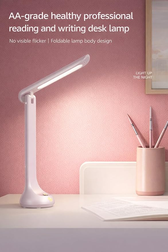 wapentake® Eye-Caring Foldable Desk Light with USB C Charging Port 3 Color Modes Dimmable Table Lamp for Home Office Bedroom Reading Study Work