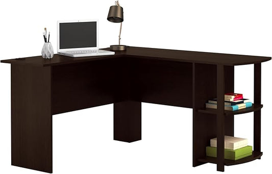 Ameriwood Home Dakota L-Desk with Bookshelves, Espresso