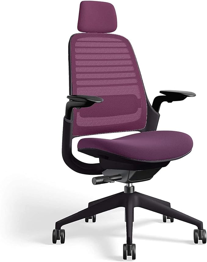 Steelcase Series 1 Office Chair with Headrest, Graphite Frame, Cogent Connect Concord