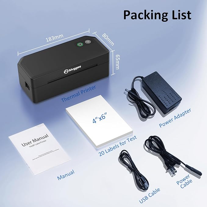 Mvgges Shipping Label Printer,Bluetooth 4x6 Thermal Label Printer for Small Business Office or Home, Compatible with Android, iOS, Windows and Mac, Widely Used for Amazon,USPS,Etsy