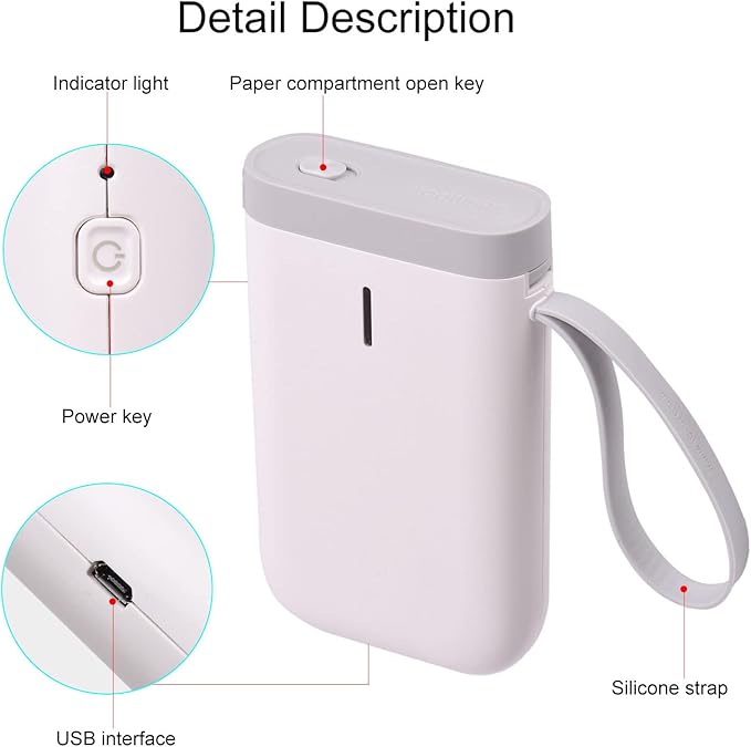 Label Hine Portable Thermal Label Printer Handheld Name Price Sticker Printer Pocket Size BT Wireless Connection with APP for Home Office ermarket Store
