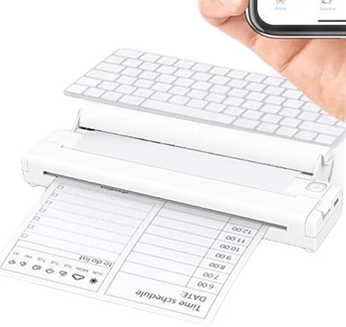 Portable Inkless Printer, Wireless Thermal Printer, Support 8.5x11in Letter 2 to 8.5in Width Thermal Paper, High Resolution, 160 Sheets per Charge for Office School Home (White)