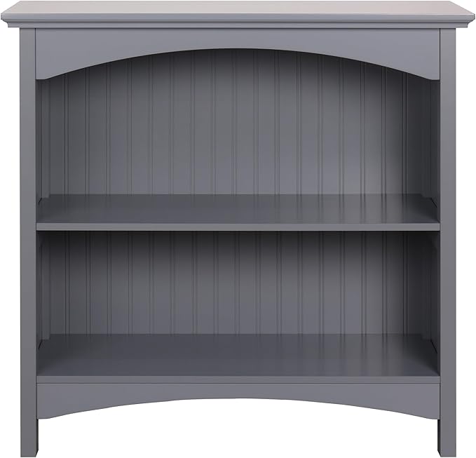 eHemco 2 Tier Bookcase with 2 Arched Supports, 29 Inches, Gray