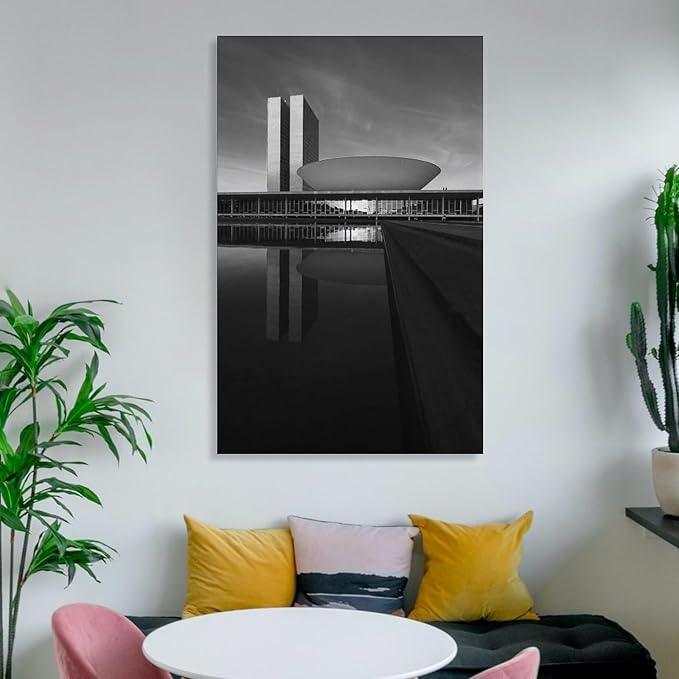 Poster, Canvas Painting, Office Decoration, Architectural Art Frame-style-2 24x36inch(60x90cm)