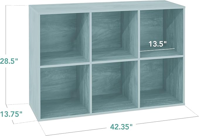 Best Choice Products Kids Bookcase 6-Cube Storage Organizer, 13.5in Shelf Opening, Bookshelf, Toy Storage, Customizable w/ 3 Removable Back Panels – Light Blue