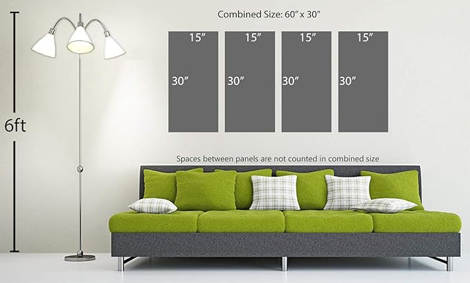 60 x 30 TOTAL - Landsape of lines Wall Art Canvas Geometric Print modern minimalis, office art - 4 Panel Split
