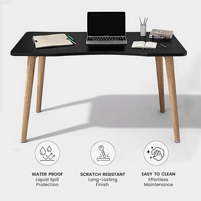 Modern Black Wooden Computer Table, 40" L x 20" W x 30" H inches – Durable and Stylish Desk for Home Office, Bedroom, or Study