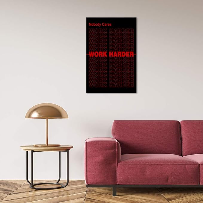 Modern Motivational Office Wall Decor Nobody Cares Work Harder Entrepreneur Quote Inspirational Canvas Wall Art Inspiring Success Painting Artwork Easy to Hang for Home Decorations - 24''W x 36''H