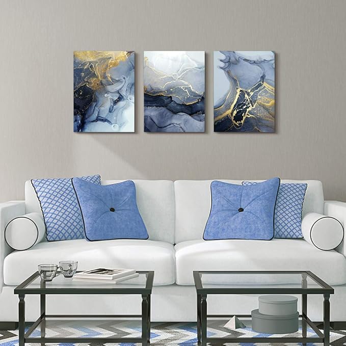 Abstract Wall Decor for Living Room Large Canvas Wall Art for Bedroom Abstract Ink Wall Painting Artworks Hang Pictures for Office Decoration Home Decor Posters Art 16x24 inch 3 Piece