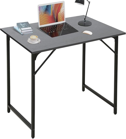 Dkelincs 32 Inch Small Computer Desk Home Office Desk Writing Desk Modern Simple Style Study Work Table with Metal Frame, Easy Assembly, Adjustable Feet, Water-Resistant, Scratchproof Surface, Black