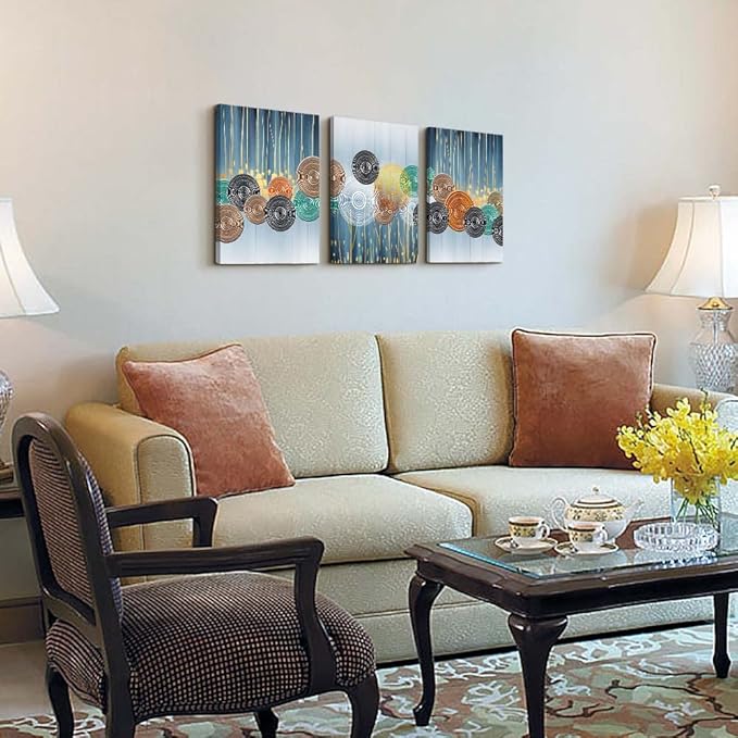 Abstract Canvas Wall Art - 3 Pieces Set for Living Room, Bedroom, Office & Bathroom Decor