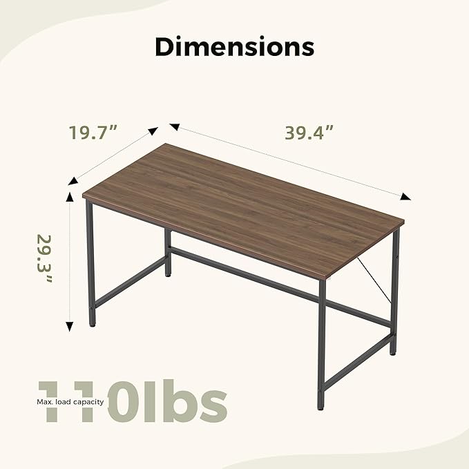 Mericonia 40 inch Computer Desk, Gaming Desk for Small Spaces, Modern Simple Style Table for Home Office, Study Student Writing Table