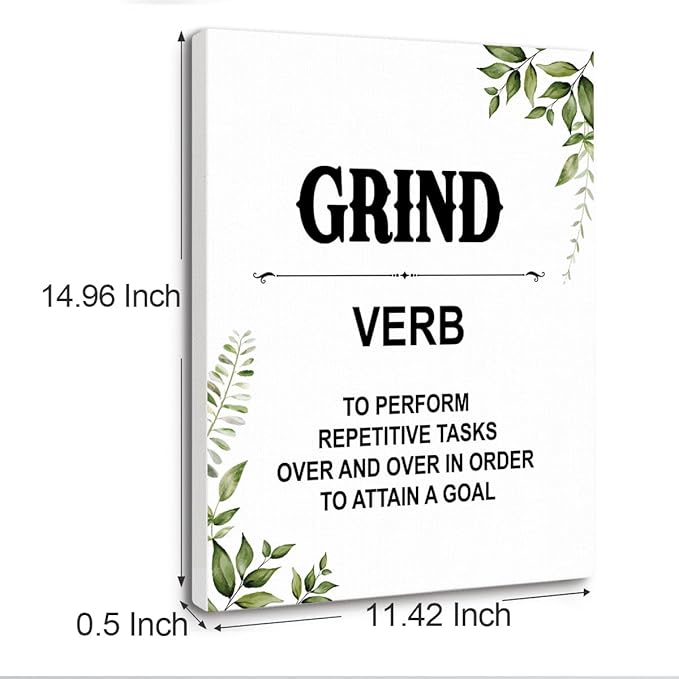 Gwisml Grind Definition Wall Art,Inspirational Quotes Canvas Frame Paintings For Office Home Workplace Wall Art Decor