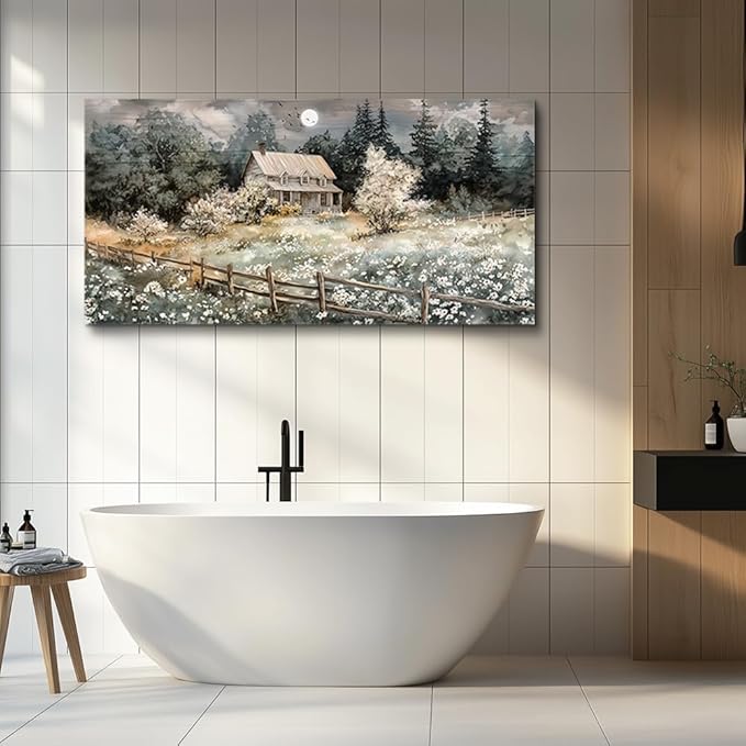 hyidecorart Farmhouse Canvas Wall Art Nature Landscape Paintings Wall Decor For Living Room Bedroom Decorations Rural Artwork Pictures Framed for Office Aesthetic Home Decor Ready To Hang
