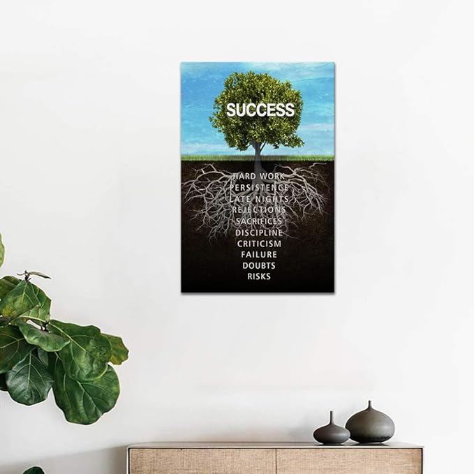 Yatsen Bridge Success Tree Inspirational Posters Motivational Canvas Wall Art Inspiring Entrepreneur Quotes Painting Modern Pop Posters Prints Artwork for Office Gym Classroom Framed (24 x 36 in)