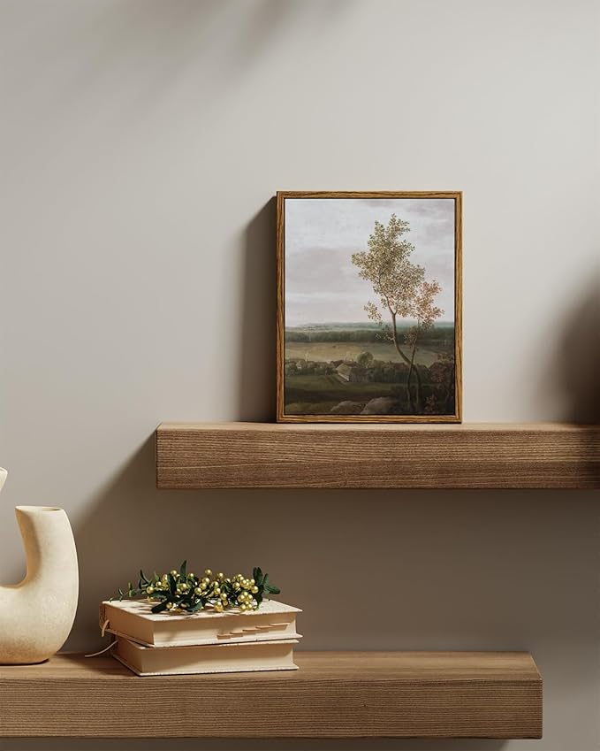 InSimSea Framed Canvas Prints Art Vintage Decor, Home Farmhouse Decor View of the Country Paintings for Wall Decorations, Rustic Bedroom Bathroom Wall Art, 8"x10"