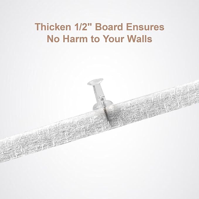 Bulletin Board, 24 x 18 inches Felt Board Decorative Pin Board, 4' x 3' Cork Board Alternative for Wall, Foldable Photo Board with 20 Pushpins - White Stripes