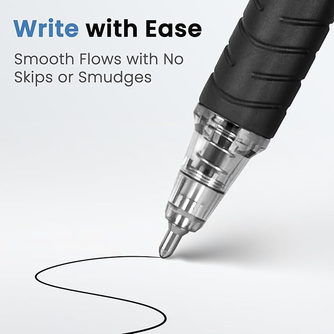 Sooez 60 Pack Bulk Pens Ballpoint Smooth Writing pens, Black Ink Pen, Medium Point 1.0mm Click Pens for Journaling, Office Supplies for Nurse,Server