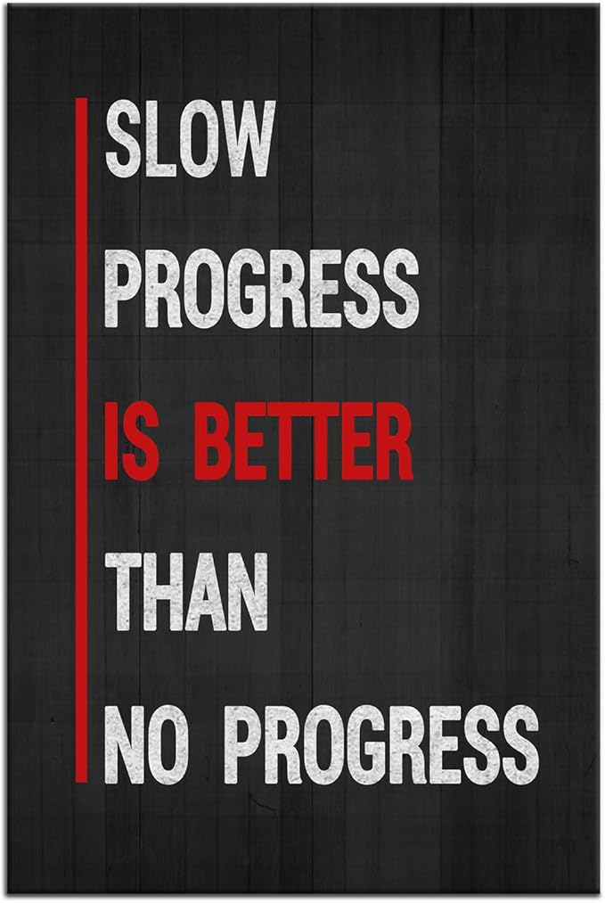 Inspirational Office Wall Decor Motivational Progress Entrepreneur Quote Canvas Wall Art Poster Print Positive Picture Painting Artwork Home Bedroom Office Framed Ready to Hang [12''Wx18''H]