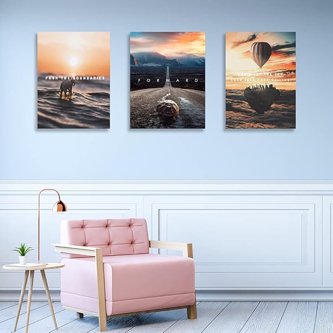 Halioyo Motivational Posters Canvas Painting Inspirational Wall Art Entrepreneur Quote Office Wall Decor Picture Artwork for Living Room Bedroom Home Decoration,12inch x16inch x3pieces