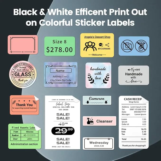 Label Maker with Tape, Label Printer for Business, Sticker Printer- Compatible with 12-57mm Width Labels, Wireless Connectivity, High-Speed Printing, 1200mAh Battery for Office & Home (White)
