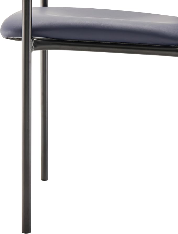 Flash Furniture Tiffany Side Reception Chair with Armrests, Stackable Vinyl Waiting Room Chair for Commercial or Residential Use, Navy