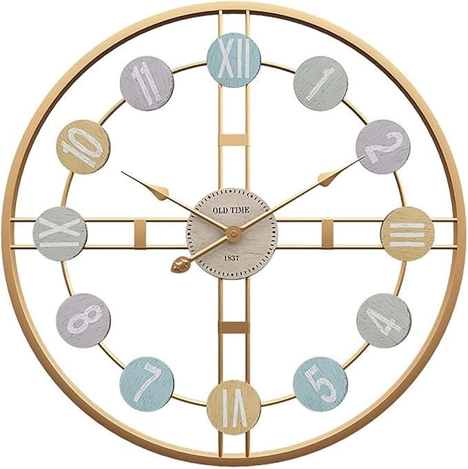 Wall Clock Wall Clock Wall Clock Metal Wall Clock Silent Wall Clock Easy to Read No Ticking Sound Suitable for Living Room Office Home Decoration Clock (D 40 * 40cm)