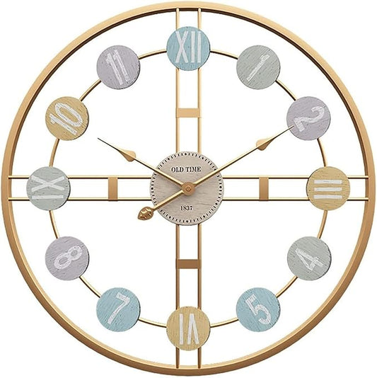 Wall Clock Wall Clock Wall Clock Metal Wall Clock Silent Wall Clock Easy to Read No Ticking Sound Suitable for Living Room Office Wall Clock Modern Clock (D 60 * 60cm)