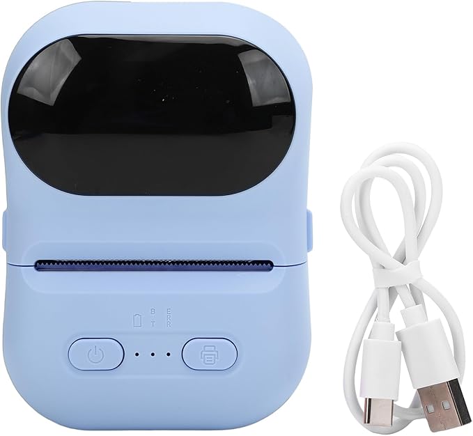 VBESTLIFE Mini Portable Thermal Printer Print Pod, Inkless Bluetooth Label Maker Machine for DIY Crafts, Journaling, Office & Home Use (Blue)