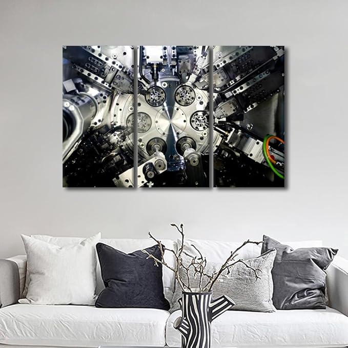 Machine Tools Wall Art CNC Machine Tool Art Prints Canvas Painting Wall Art Framed Art Wall Decor Office Living Room Wall Decor Artwork for Home Walls Modern Home Decoration, 42x28 Inch