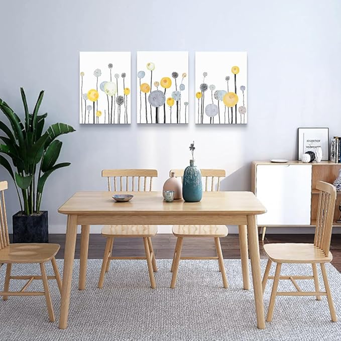 Lapremoly Canvas Wall Art For Living Room Bedroom Office Wall Decor Abstract Dandelion Flowers Watercolor Paintings Modern Wall Pictures Prints Artwork Kitchen Decorations Room Home Decor 3 Piece